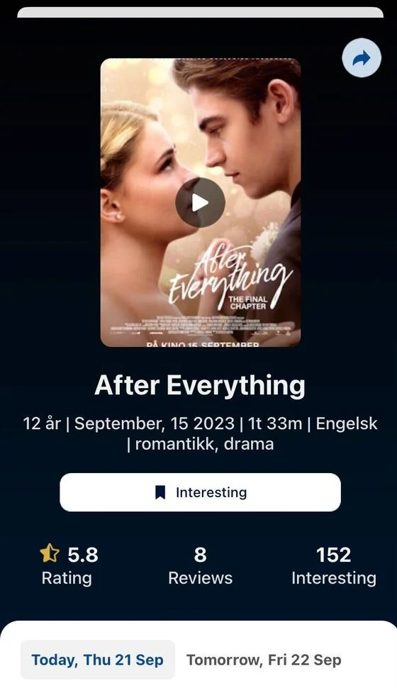 Filmgrail native cinema app movie page